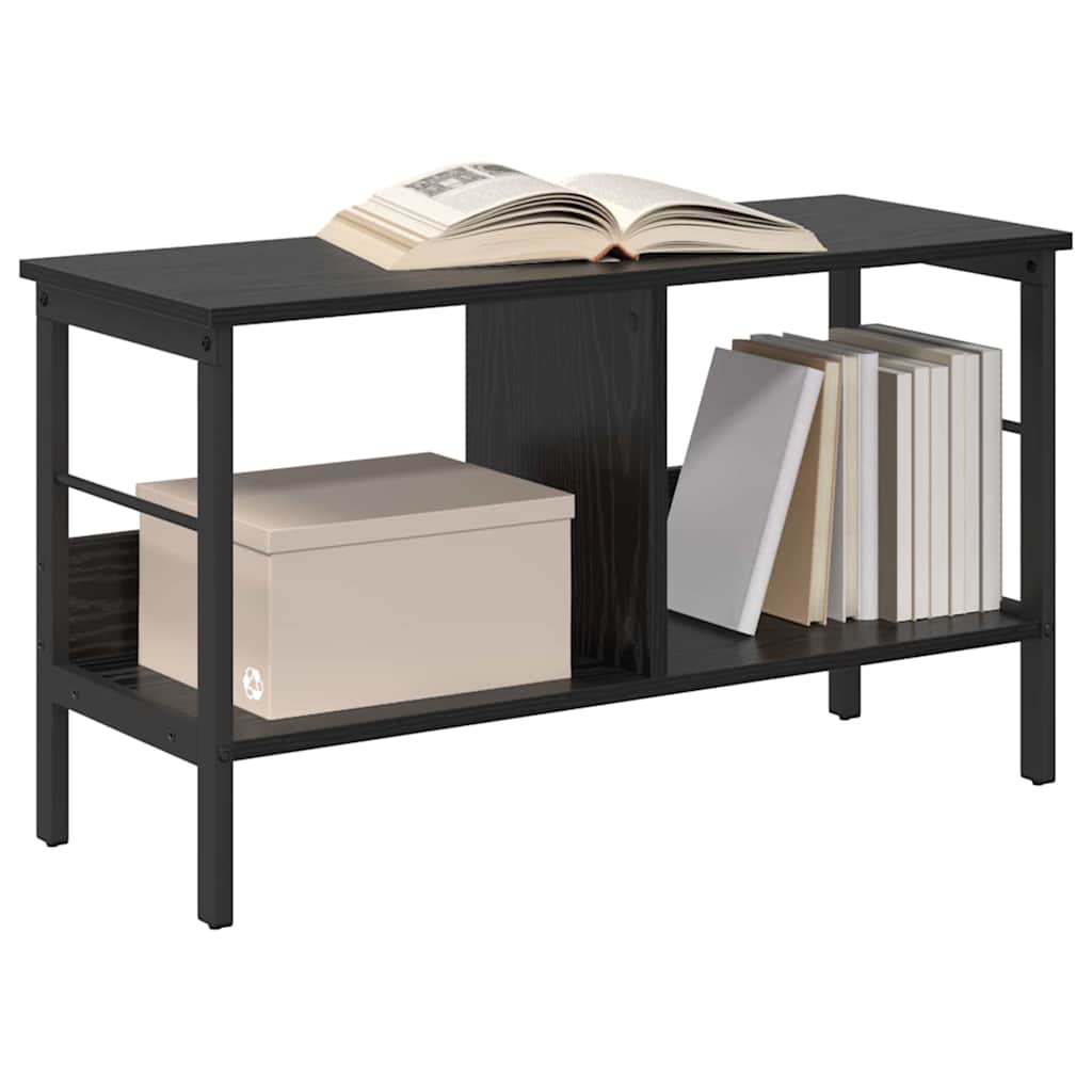 vidaXL Bookshelf 2-Tier 82 x 32 x 47 cm Engineered Wood Black Oak 3