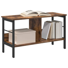 vidaXL Bookshelf 2-Tier 82 x 32 x 47 cm Engineered Wood Smoked Oak 3