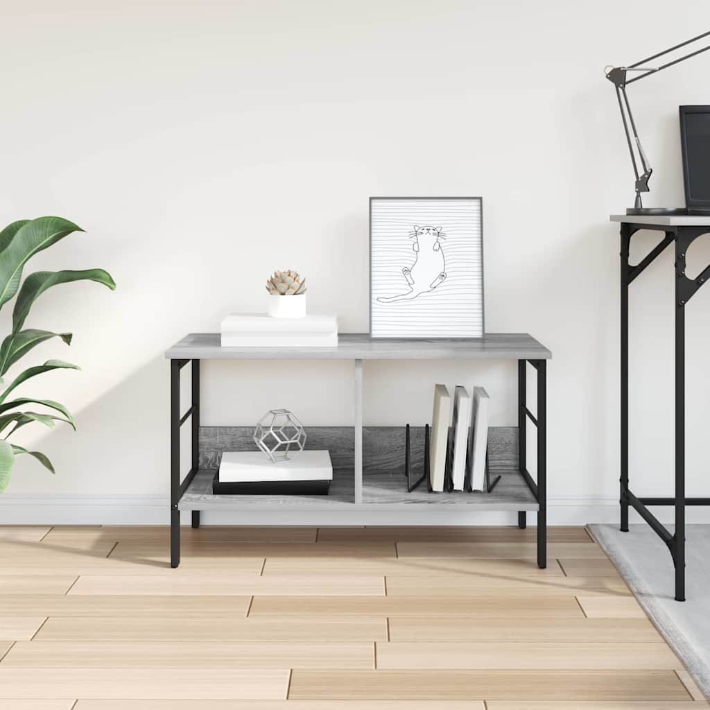 vidaXL Bookshelf 2-Tier 82 x 32 x 47 cm Engineered Wood Grey Sonoma 4