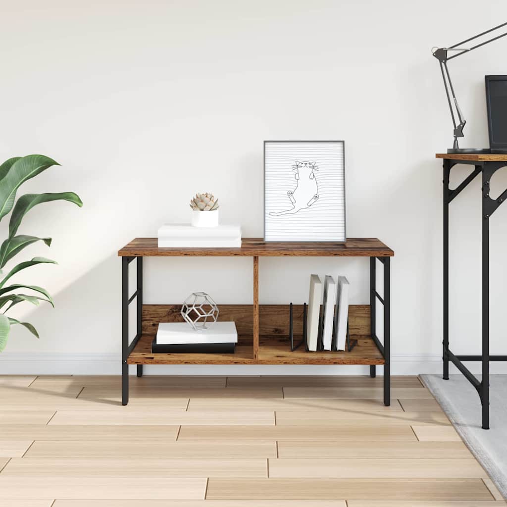 vidaXL Bookshelf 2-Tier 82 x 32 x 47 cm Engineered Wood Old Wood 4