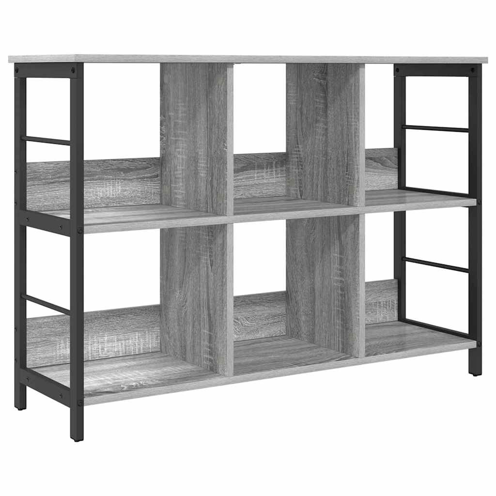 vidaXL Bookshelf 6-Tier 102 x 32 x 72.5 cm Engineered Wood Grey Sonoma 2