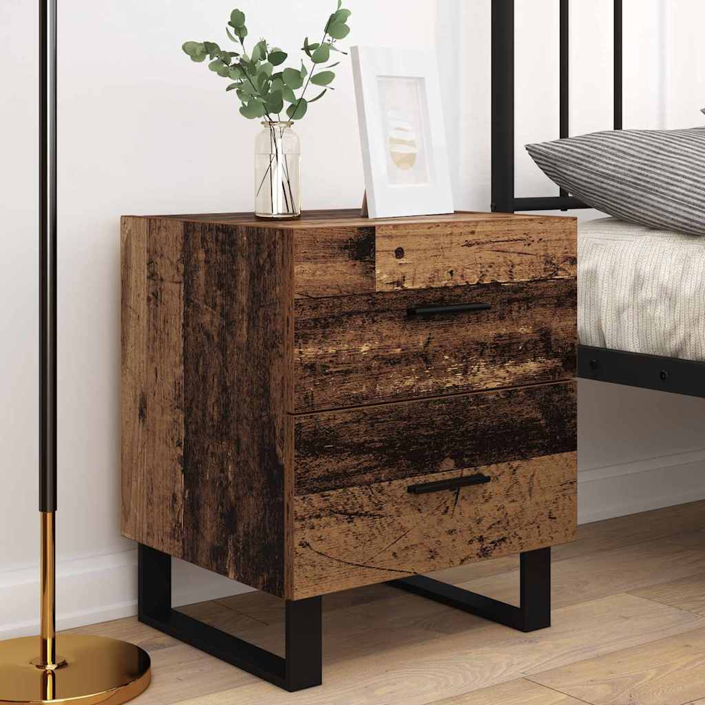 vidaXL Bedside Cabinet 2 pcs Old Wood and Black 40 x 35 x 47.5 cm 4