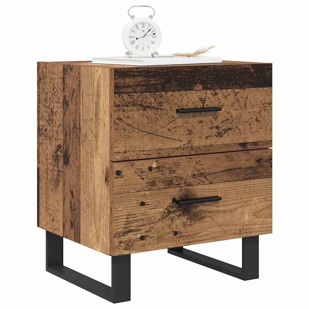 vidaXL Bedside Cabinet 2 pcs Old Wood and Black 40 x 35 x 47.5 cm 3