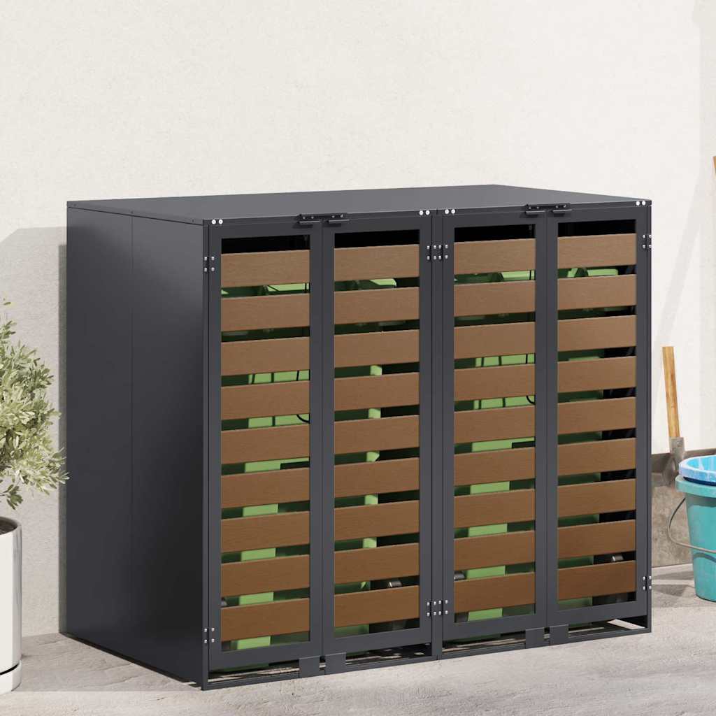 Wheelie Bin Storage for Bins Steel Anthracite 2 pcs HDPE door without planter