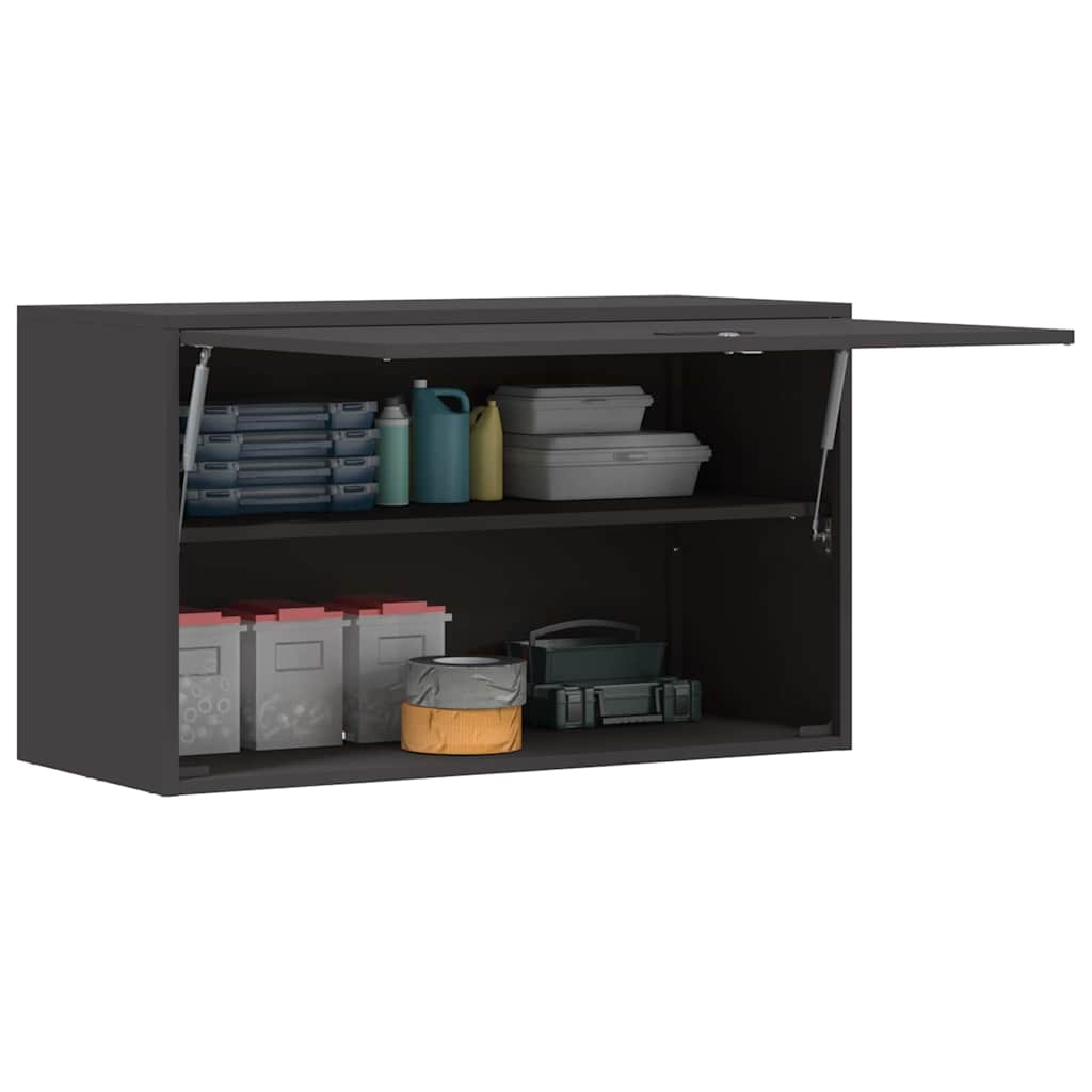 vidaXL Wall Cabinet for Garage with Gas-lift Door Black 3