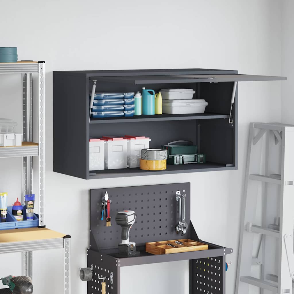 vidaXL Wall Cabinet for Garage with Gas-lift Door Anthracite 4