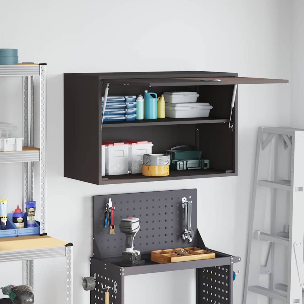 vidaXL Wall Cabinet for Garage with Gas-lift Door Black 4
