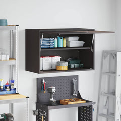 vidaXL Wall Cabinet for Garage with Gas-lift Door Black 4
