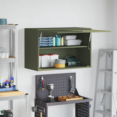 vidaXL Wall Cabinet for Garage with Gas-lift Door Olive green 4