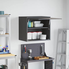 vidaXL Wall Cabinet for Garage with Gas-lift Door Black 4