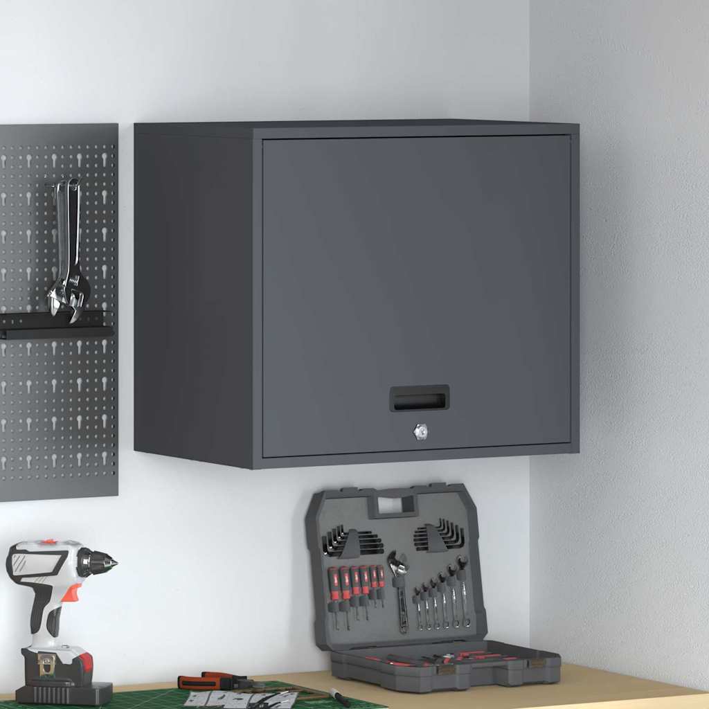 vidaXL Wall Cabinet for Garage with Gas-lift Door Anthracite 1