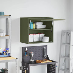 vidaXL Wall Cabinet for Garage with Gas-lift Door Olive green 4