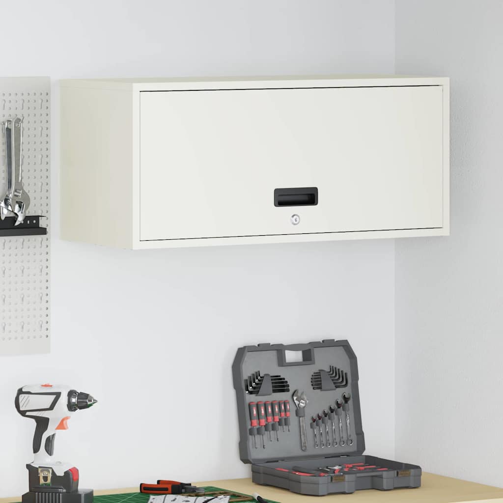 vidaXL Wall Cabinet for Garage with Gas-lift Door White 1
