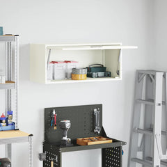 vidaXL Wall Cabinet for Garage with Gas-lift Door White 4