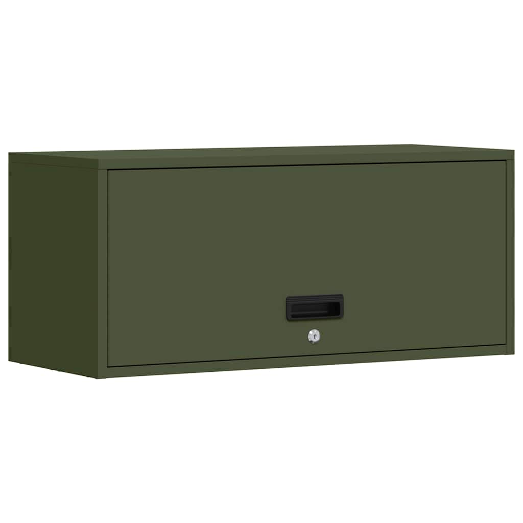 vidaXL Wall Cabinet for Garage with Gas-lift Door Olive green 2
