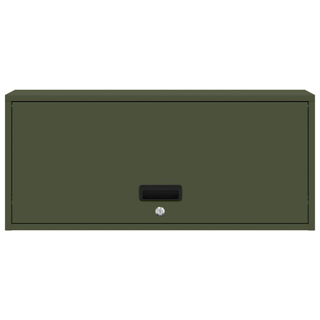vidaXL Wall Cabinet for Garage with Gas-lift Door Olive green 6
