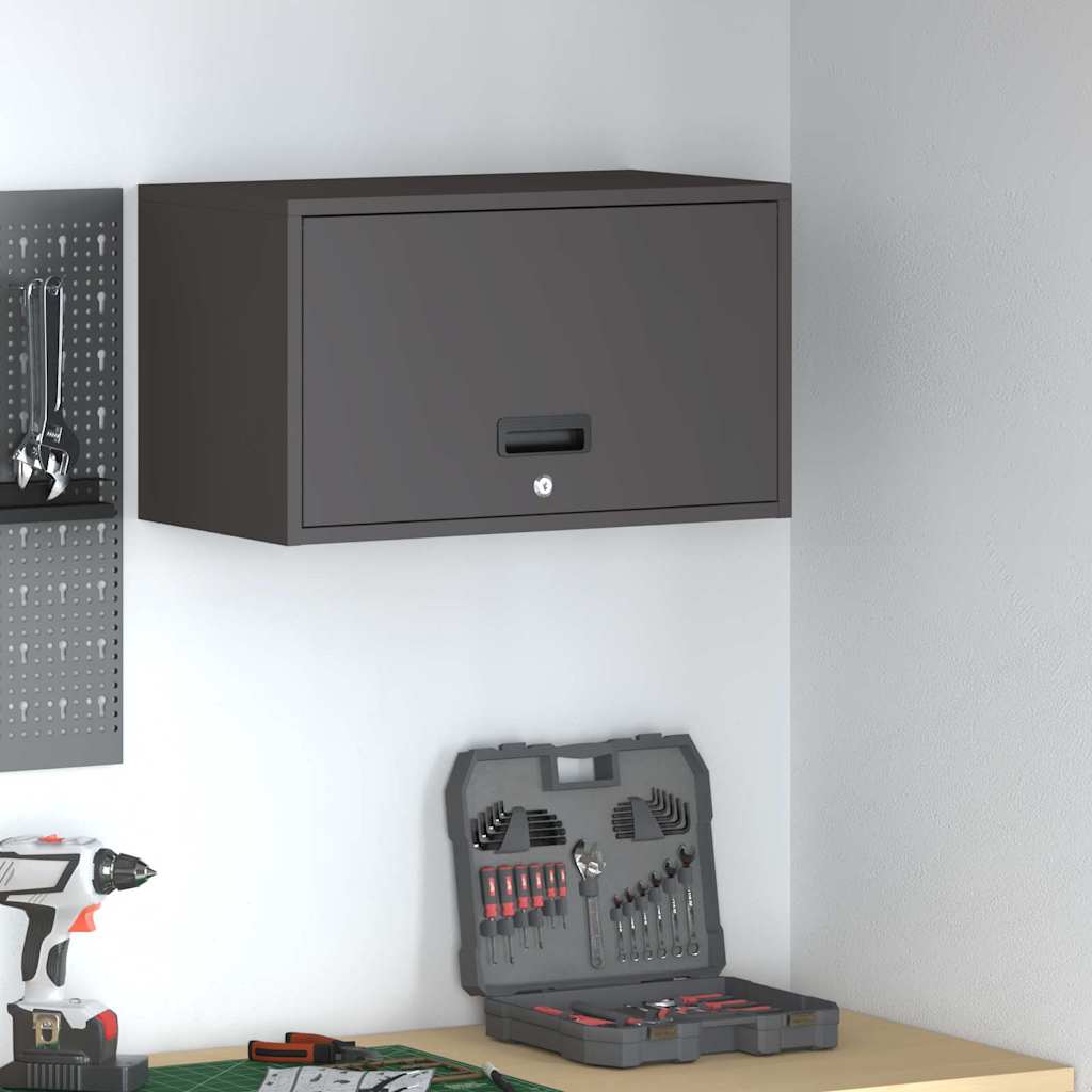 vidaXL Wall Cabinet for Garage with Gas-lift Door Black 1