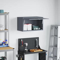 vidaXL Wall Cabinet for Garage with Gas-lift Door Anthracite 4