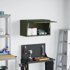 vidaXL Wall Cabinet for Garage with Gas-lift Door Olive green 4
