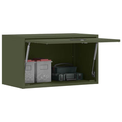 vidaXL Wall Cabinet for Garage with Gas-lift Door Olive green 3