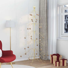 Metal Christmas Tree KUOPIO Steel Gold 210 cm