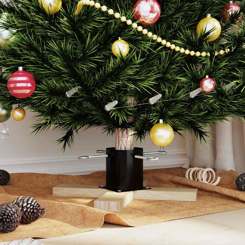 vidaXL Christmas Tree Stand Black 50 x 50 x 16 cm Solid Pine Wood 4