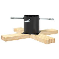 vidaXL Christmas Tree Stand Black 50 x 50 x 16 cm Solid Pine Wood 2