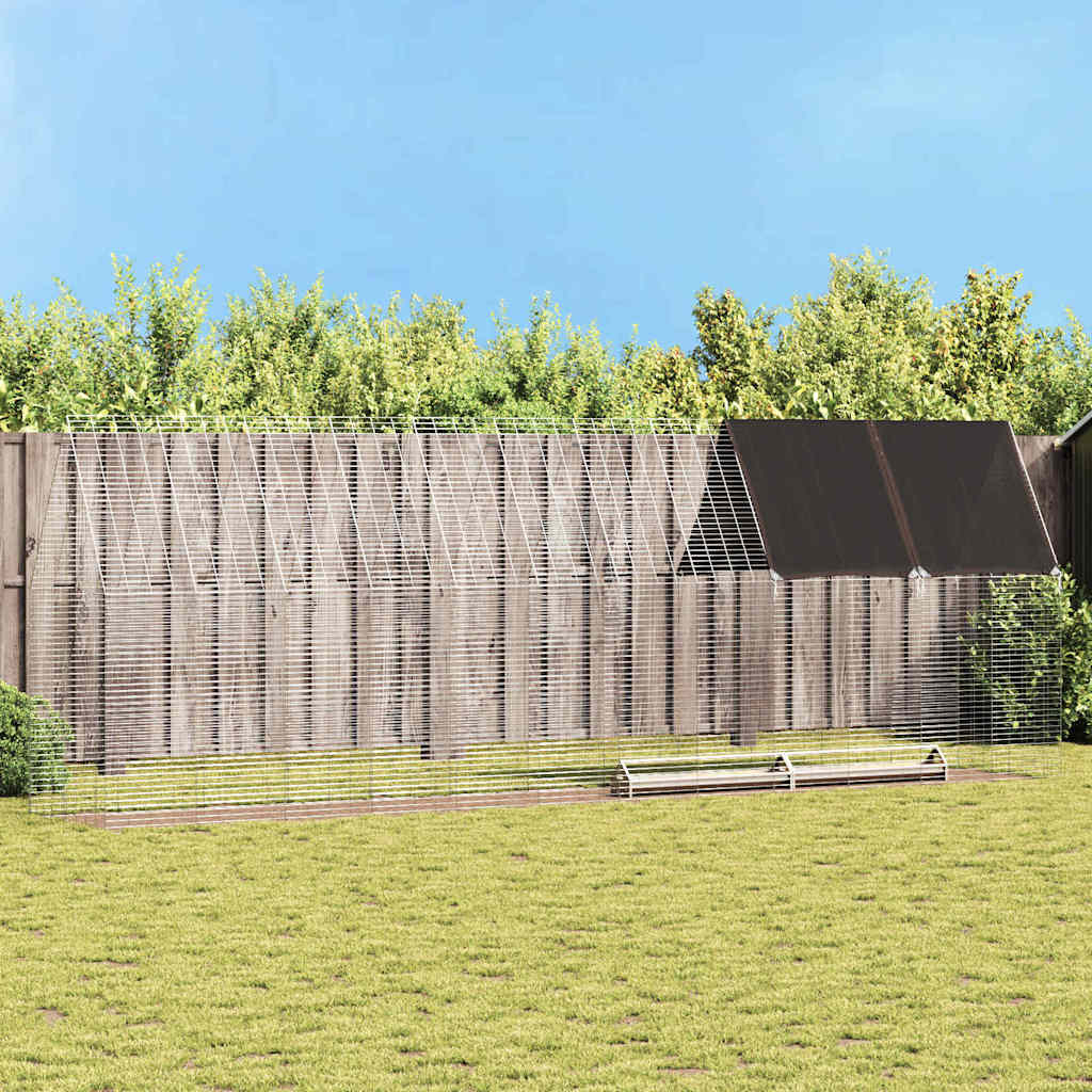 Rabbit Cage Silver 100 x 100 x 210 cm Galvanised Steel 606 cm with roof