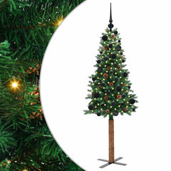 vidaXL Slim Christmas Tree Green 150 cm PVC and Solid Pine wood 2