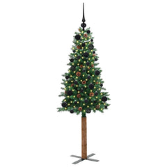 vidaXL Slim Christmas Tree Green 150 cm PVC and Solid Pine wood 3