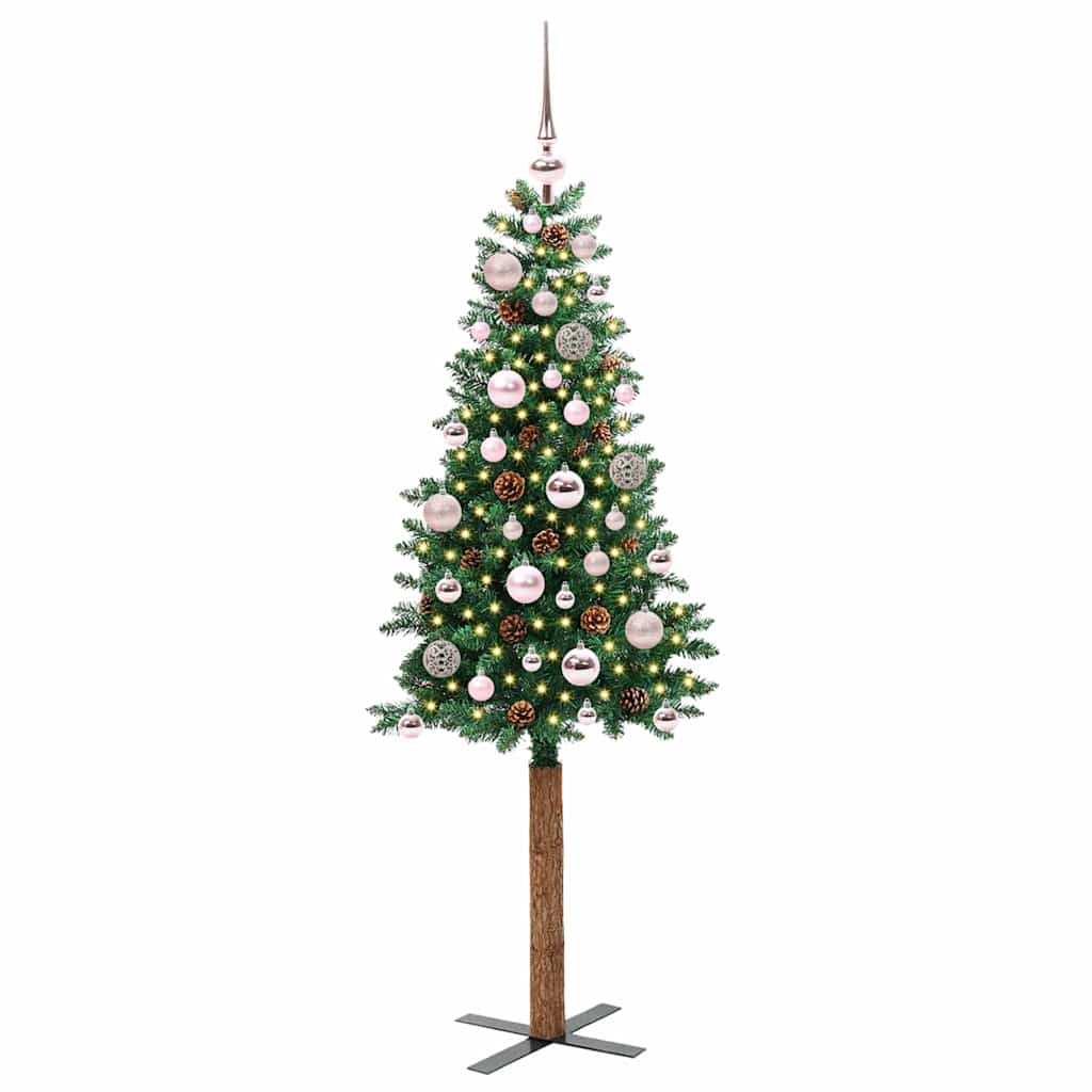 vidaXL Slim Christmas Tree Green 150 cm PVC and Solid Pine wood 2