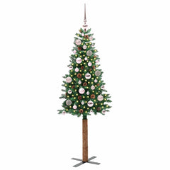 vidaXL Slim Christmas Tree Green 150 cm PVC and Solid Pine wood 2