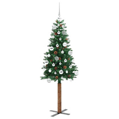 vidaXL Slim Christmas Tree Green 150 cm PVC and Solid Pine wood 4