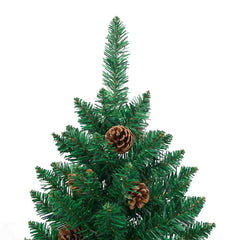 vidaXL Slim Christmas Tree Green 180 cm PVC and Solid Pine wood 4