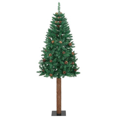 vidaXL Slim Christmas Tree Green 180 cm PVC and Solid Pine wood 2