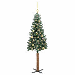 vidaXL Slim Christmas Tree Green 150 cm PVC and Solid Pine wood 4