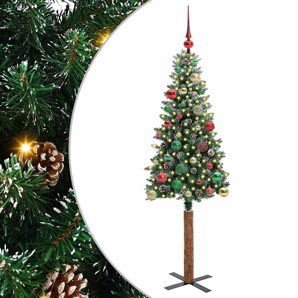 vidaXL Slim Christmas Tree Green 150 cm PVC and Solid Pine wood 2