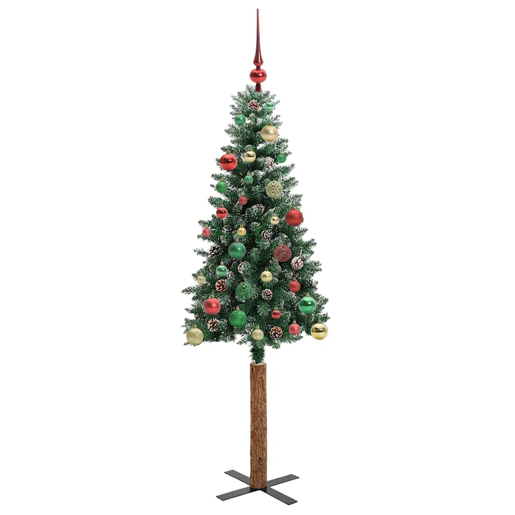 vidaXL Slim Christmas Tree Green 150 cm PVC and Solid Pine wood 6