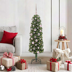 Artificial Christmas Tree Green 120 cm with 150 LEDs & 61 pink balls