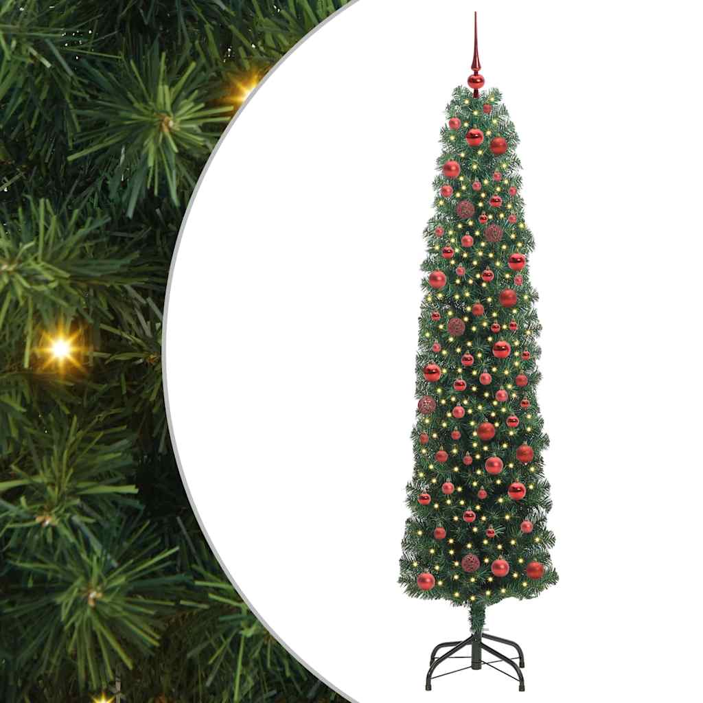 Artificial Christmas Tree Green 180 cm with 300 LEDs & 120 red balls