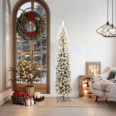 Artificial Christmas Tree Green Green and White 180 cm with 300 LEDs