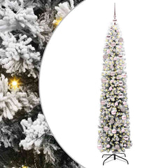 Artificial Christmas Tree Green Green and White 180 cm with 300 LEDs & 120 pink balls