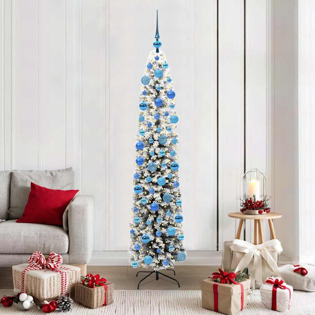 Artificial Christmas Tree Green Green and White 180 cm with 300 LEDs & 120 blue balls