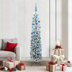 Artificial Christmas Tree Green Green and White 180 cm with 300 LEDs & 120 blue balls