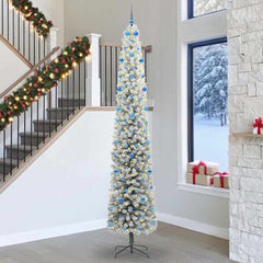 Artificial Christmas Tree Green Green and White 300 cm with 300 LEDs & 120 blue balls