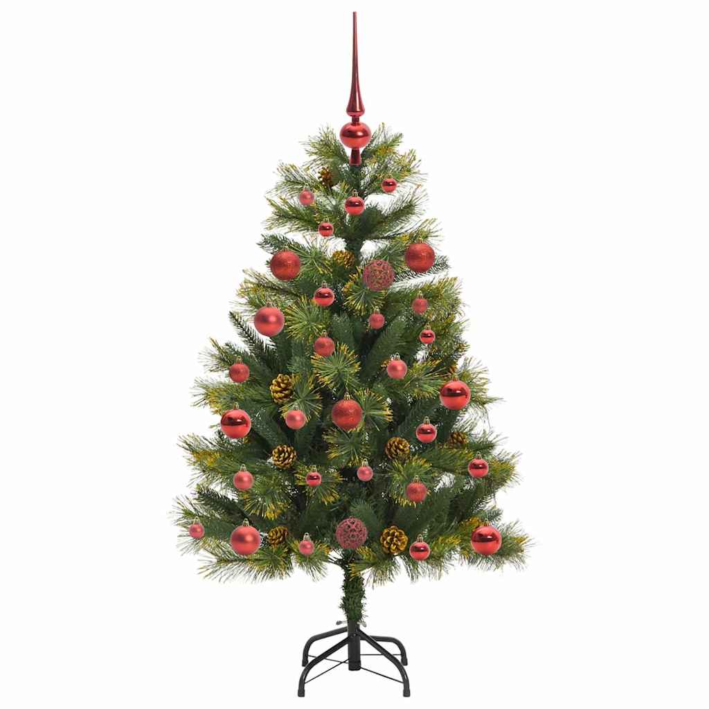 vidaXL Artificial Hinged Christmas Tree with Cones Green 120 cm 4