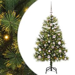 vidaXL Artificial Hinged Christmas Tree with Cones Green 120 cm 2