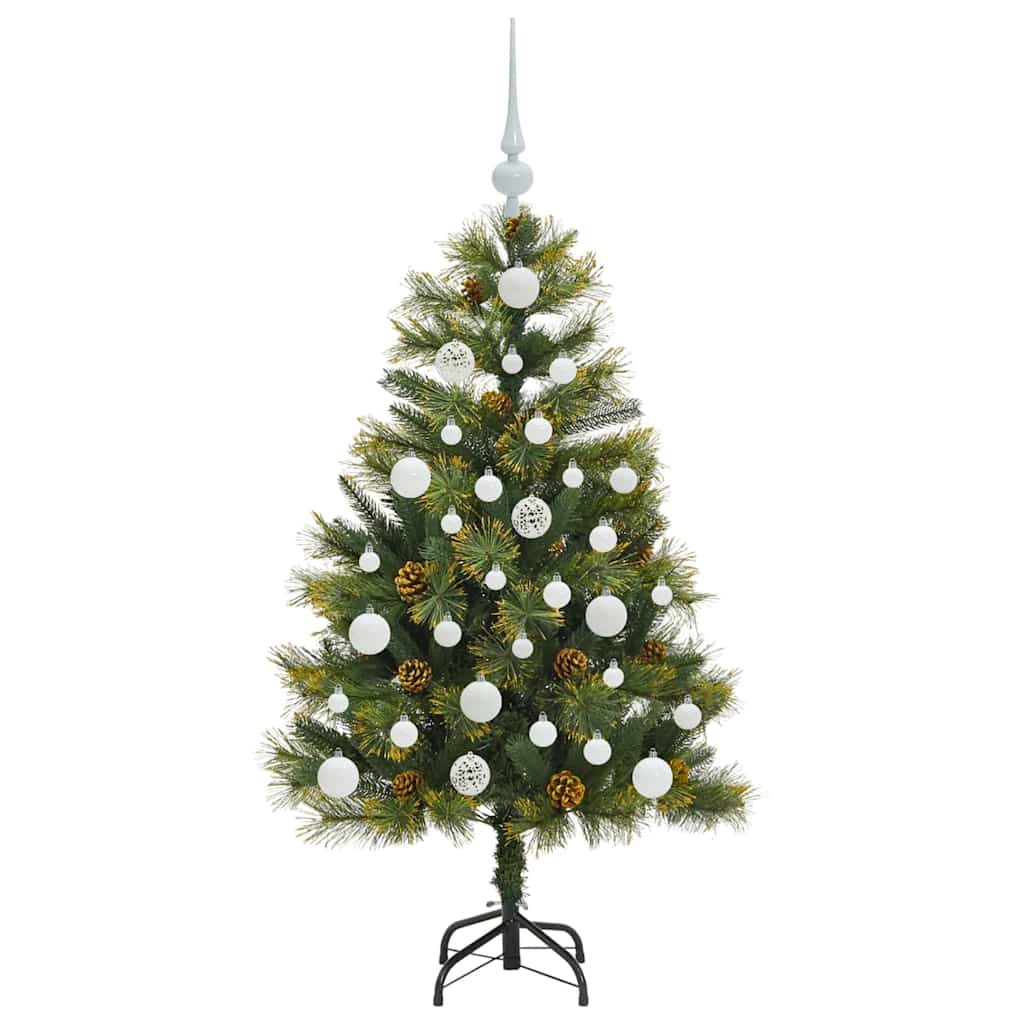 vidaXL Artificial Hinged Christmas Tree with Cones Green 120 cm 4