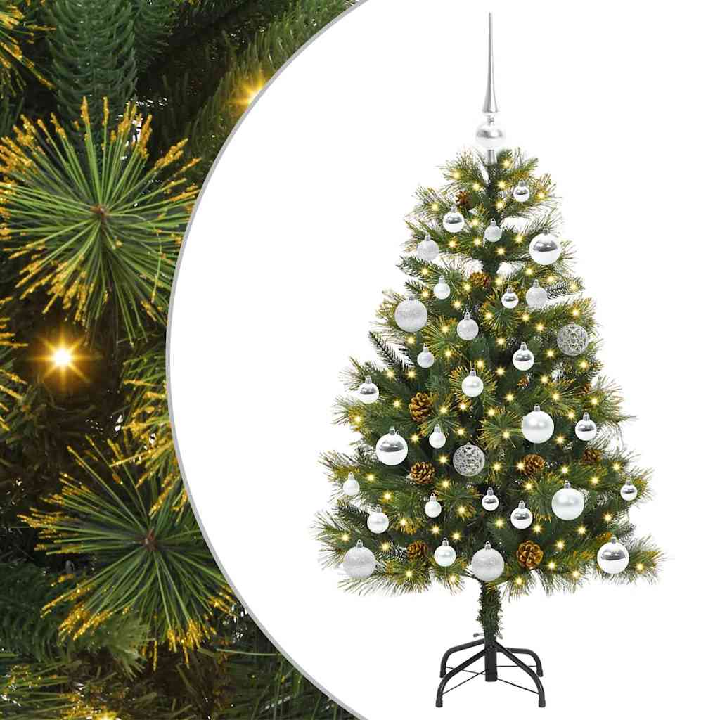 vidaXL Artificial Hinged Christmas Tree with Cones Green 120 cm 2