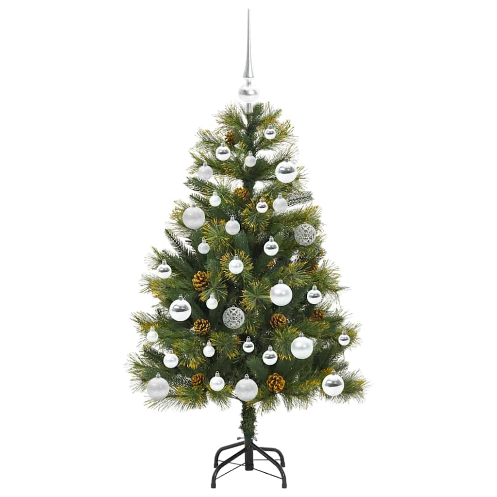 vidaXL Artificial Hinged Christmas Tree with Cones Green 120 cm 4